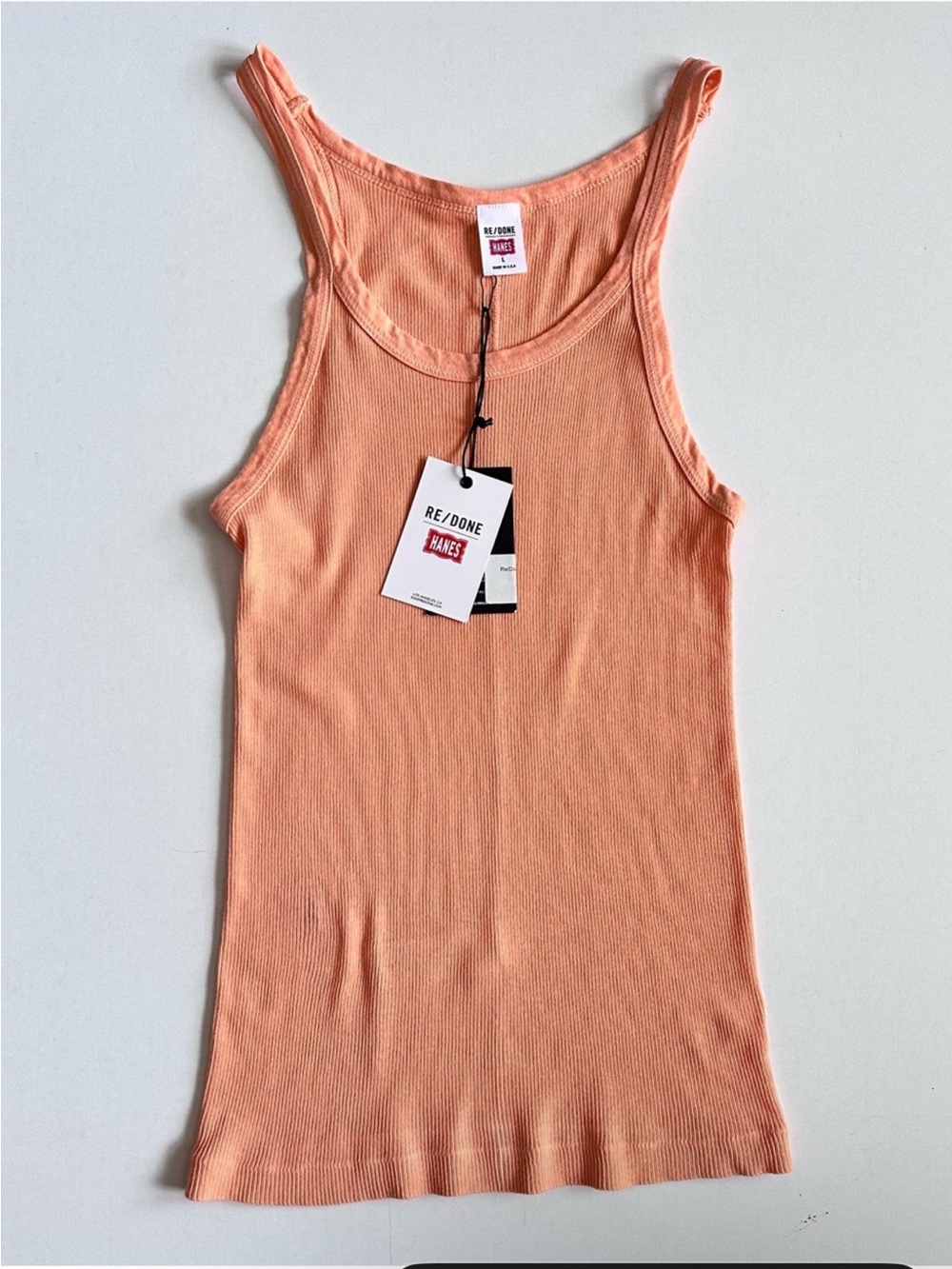 RE/DONE HANES The Ribbed Tank Apricot Size Large